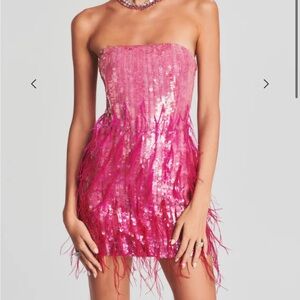 ANASTASIA SEQUIN FEATHER DRESS
